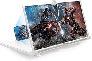 Sevitini 14 Pouces Agrandisseur ecran Telephone, 3D HD Amplificateur ecran Telephone Portable, Pliable loupe Telephone Portable pour Regarder des vidéos de Films (Blanc)