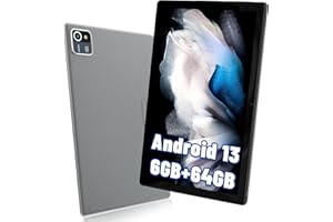 Whitedeer 10 Pollici Tablet Android 13, 6(2+4) GB RAM+64GB ROM Tablet con 5MP+8MP Doppia Fotocamera, Quad-core Processore, 1280 * 800 IPS Display, 5000mAh, Wifi, Bluetooth, Type-C (Gray)