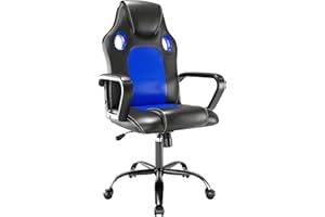 play haha. Silla para Juegos Silla de Oficina Silla giratoria Silla para computadora Silla de Trabajo Silla de Oficina Silla ergonómica Silla de Carreras Silla de Cuero (Azul)