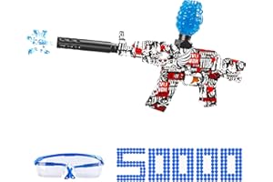 AZJ Gel Blaster Gun Toy for Kids - Premium Quality with Manual & Automatic Fire - Play on Rechargeable Battery with & Googles - 7-8 mm Luminous Balls (G500 Cloudy Red)