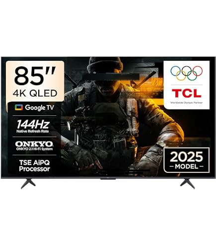 TCL 85 Inch QLED TV 85P8K, HDR10+, Google TV, Dolby Vision Atmos