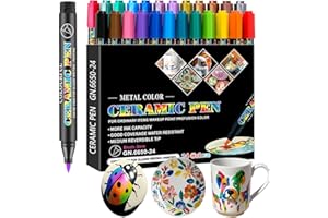 DQMEN 24 matite in porcellana lavabili in lavastoviglie, 24 colori a base d'acqua, e matite in porcellana, lavabili in lavastoviglie, penne in ceramica per decorazione e pittura (12 colori + 12 colori