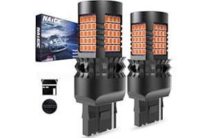 NATGIC T20 7440 Amber LED Żarówki LED W21W CanBus Wbudowany rezystor ładowania do przednich lub tylnych kierunkowskazów samochodowych, boczne światło kierunkowskazu, 89 szt. chipów LED 4000 lm (zestaw