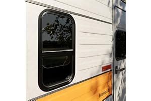 Farosun Wohnwagen Fenster 50x30 cm, E4, Schiebefenster für Wohnmobil und Caravan mit festem Insektenschutz, getöntem Sicherheitsglas, UV-beständig, Seitenfenster für Camper mit Aluminiumrahmen