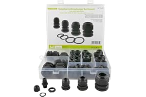 SeKi Zestaw dławików kablowych, 40-częściowy, M12, M16, M25 i M25, czarny, z nakrętką przeciwnakrętką i pierścieniem uszczelniającym; wodoszczelność IP68 tworzywo sztuczne Cable Gland