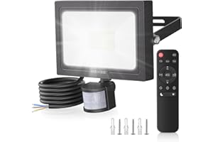 MEIKEE Projecteur LED Extérieur avec Détecteur de Mouvement 60W 5640LM Blanc Froid 6500K Spot Led avec Télécommande IP66 Étanche 4 Modes d'Éclairage Lampe de Sécurité pour Garage, Cour, Jardin