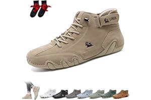 LOVEWLVNCL Botas Altas Italianas Hechas A Mano Unisex Zapatos Beck Minimalistas Al Aire Libre Zapatos Descalzos Informales Antideslizantes Transpirables for Caminar Senderismo Conducir Botas Chukka(Caqui,47 EU)