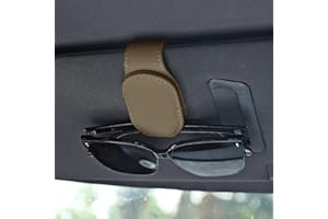 TIESOME Portaocchiali per Visiera Auto, Supporto Magnetico per Occhiali da Sole in Pelle Clip per Biglietto Auto Clip Occhiali Montaggio Visiera Auto Accessori (Beige)
