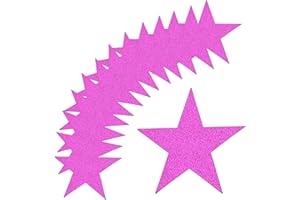 sourcing map Glitters Star Cutouts Paper Five Star Confetti Cutouts for Birthday Party Classroom Wedding Bulletin Board Wall Decorations 5.9 Inches,(Pink) Pack of 50