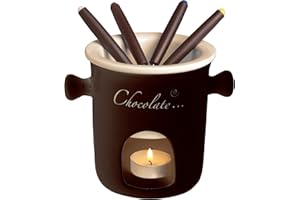 Excelsa Chocolate Servizio Fonduta Cioccolato 7 Pezzi, Acciaio Inossidabile, Marrone, 12x12x13.5 cm, 7 unità