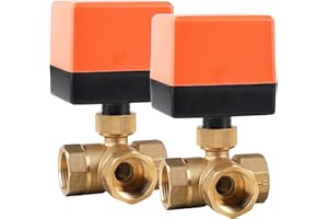 SWAWIS 2 Pièces Vanne Motorisee 3 Voies Electrovanne Motorisée DN25 1 Pouces AC 230V Laiton Vanne de Zone Vanne à Bille Motorisée Vanne électrique