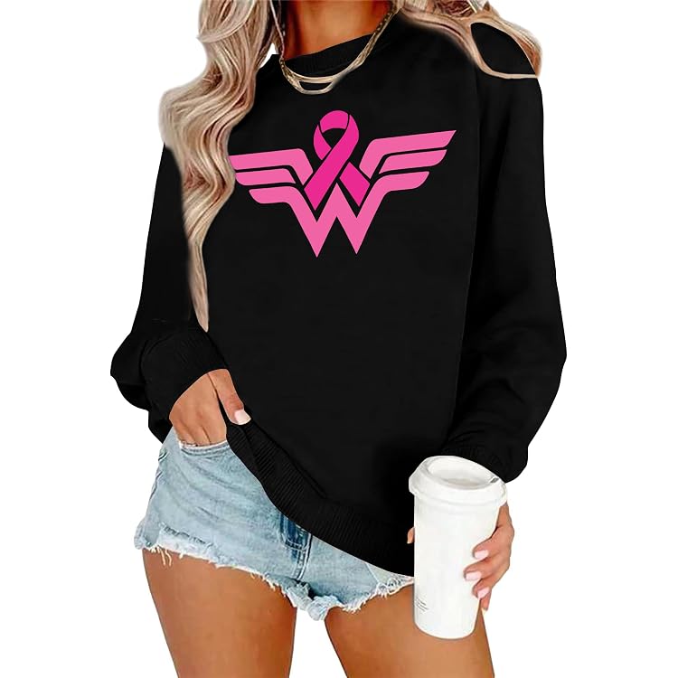 Sweat Octobre Rose Femme - Manches Longues, Capuche - Taille Large - Sensibilisation Cancer Du Sein, Motif Cœur