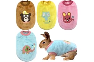 Vehomy 4-teilige Häschen-Kleidung für Kaninchen, Meerschweinchen, Kostüm, kleines Haustier, gemütliche Fleece-Weste, T-Shirt, Pullover für Frettchen, Pudel, Welpen, Kätzchen und andere Kleintiere XS
