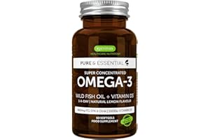 ‎IGENNUS HEALTHCARE NUTRITION Pure Essentials Omega-3 Wild Fish Oil & Vitamin D3, High Strength Omega-3 EPA & DHA, Triglyceride, Lemon, 60 capsules