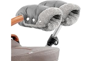 FENYW Scaldamani per passeggino, guanti, guanti per passeggino, guanti in pile e cotone, traspiranti, impermeabili, antivento, misura universale per passeggini, passeggini, rimorchi, colore nero e