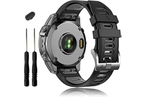 EZMVZKU 26mm Silicona Bracelet para Garmin Fenix 7X Pro/Fenix 6X Pro/Fenix 5X Plus/Fenix 3 HR, QuickFit Correa de Recambio Deportivo Bracelets para Tactix 7 Pro/Enduro 2/Descent Mk2i