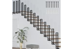 COZYKIMO Corrimano a Ringhiera per Scale interne, a forma di U, ferro battuto, corrimano scale fai da te Montaggio Laterale, passamano per scale esterni, Corridoio Loft Villa (Nero, 110cm)