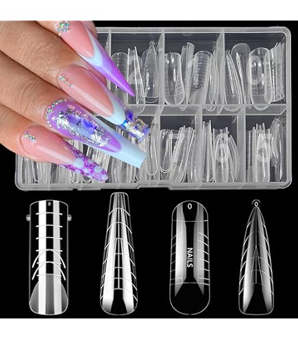 Kit De 120 Capsules Pour Ongles - Formes Carrées, Transparentes, 12 Tailles Incluses