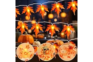Gcstnn Catena Foglie di Acero Luci, 20LED Addobbi Autunnali Lucine, Luci a Batteria con Timer, Autunno Ghirlanda di Foglie D'acero per Halloween, Carnevale, Feste del Raccolto In/Esterno Decor