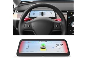 AAMHHM HUD für Tesla Model Y (2019-24) & Model 3 (2017-23): 9,66" blendfrei, Blind Spot-Warnung, Farbige Fahrspurführung/Dynamic Light Effect, Wireless CarPlay/Android Auto, Daten-Sync