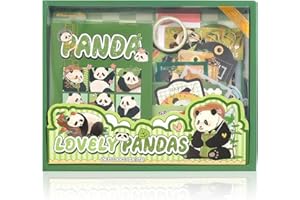 SAVOSWEET Scrapbook Kit, Panda Scrapbooking Kit Débutant, Bullet Journal Accessoire DIY avec Carnet A6, Ruban Adhésif Washi, Autocollants, Papier Décoratif, Bloc Notes, Cartes