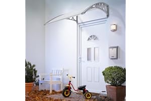 POPSPARK Auvent de Patio,Stores pour Patio,Auvent de Porte, Blanc Auvent Marquise, Avant Porche Ombre extérieure Toit terrasse,Marquise de Porte d'entrée en Polycarbonate,80 * 120cm