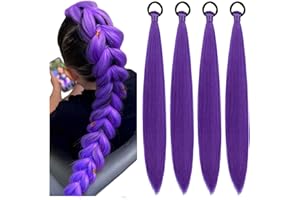 TOGETDREAM 4 piezas de cabello lila sintético, 66 cm, pre-estirado, resistente al sudor y sin olor, para extensiones de trenzado y decoración de escenario