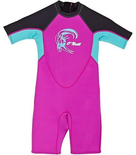 O';Neill Toddler Reactor 2mm Back Zip Shorty Wetsuit - Graphite Dayglo Ocean - UV Sun Protection and SPF Properties - Unisex