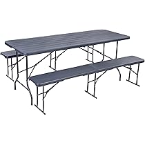 Tavolo Pieghevole Da Esterno 150cm (2 Pezzi) - In Resina/Acciaio, Per Giardino, Catering E Campeggio