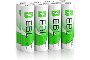 EBL AA Akku 2800mAh 8 Stück - Mignon AA wiederaufladbare Batterien, Typ NI-MH, geringe Selbstentladung mit Staubkasten, 1.2v AA Akkubatterien