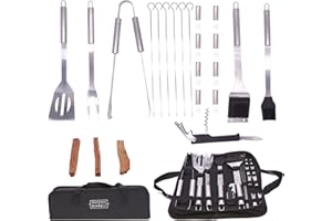 MASTERS & BURRELL BBQ Tools Set with Carry Case, Stainless Steel Barbecue Grill Accessories with Storage Bag, Complete Premium Outdoor BBQ Utensil Set (BBQ Set with 3pcs Fatwood)