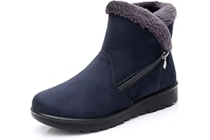 Hsyooes Zapatos Invierno Mujer Botas de Nieve Casual Calzado Piel Forradas Calientes Planas Outdoor Boots Antideslizante Zapatillas para Mujer