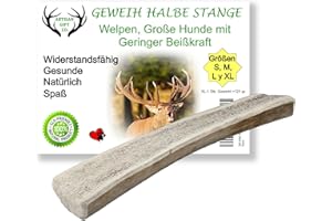 ARTISAN GIFT CO Rothirsch Geweih Hunden Kausnack Halbe Stange für Welpen oder Hunde - Mindestgewicht 121 Gramm (XL - 1 stück)