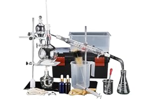 RAINBOW_ROAD Juego De Unidades De Destilación Cristalería De Laboratorio Ciencia 500ml Destilador Purificación De Rocío Puro Fabricación De Aceites Esenciales Alcohol Filtro De Agua Destilada Equipo De 44pcs Set