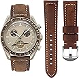 Bands for Moonswatch Watch,Leather Strap Compatible with Omega X Swatch Moonswatch Speedmaster/Rolex/SEIKO Etc 20mm Watch,Quickly Release Swatch Omega Moonswatch Leather Replacement Band
