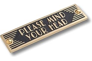 The Metal Foundry Mind Your Head Metal Door Sign. Art Deco Style Home Decor Accessories Door Or Wall Brass Plaque. Handmade In England.