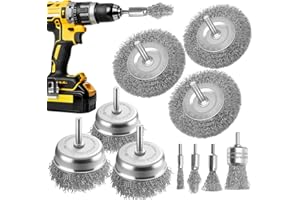 MIVITOOM 10-teiliges Drahtbürsten Set für Bohrmaschine & Akkuschrauber – Stahlbürste mit 6mm (1/4 Zoll) Rundschaft, Ideal als Rostentferner Metall, zum Polieren, Schleifen & Reinigen