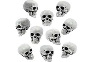 Uoeo 10 Pcs Halloween Skulls Realistic Skeleton Head Skull Plastic Skull Head Figurines for Halloween Party Home Bar Table Haunted House Decoration