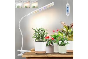 KULLSINSS Kullinss White Grow Lights for Indoor Plants, Clip On Plant Grow Light with 6/12/16H Timer, 3 Color Modes, 5 Brightness, 57 LEDs Full Spectrum Plant Light, Grow Lamp for Bonsai, Herbs, Seedling