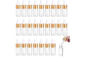 PACUM 25 mini Pipetas de 3 ml Botella Cuentagotas de vidrio Transparente botella Cuentagotas de vidrio con Pipeta Botella de Muestra Cuentagotas Contenedor Portátil para Perfumes y Aceites Esenciales