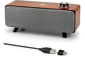 OR O R O W Haut-parleurs PC,10W Enceintes d'Ordinateur,Bluetooth Barre de Son PC, pour Bureau Carnet Laptop, Plug and Play,Alimentation USB/USB-C (S207) (Marron)