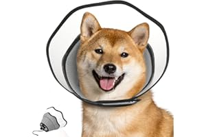 VavoPaw Collari Protettivi e Coni per Cani, Collare di Recupero per Cani Regolabile Morbido per Animali, Collare Elisabettiano Traspirante per Cani Dopo Interventi Chirurgici, M, Grigio+Tasparente