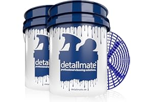 detailmate Juego de 2 Cubos Lavado para Coche, Cubos Extra Resistentes y Reforzados, US 5 GAL 20 l con 1 Inserto de Suciedad GritGuard – para Coche, Moto, Caravana, Barco, Lavado a Mano Suave