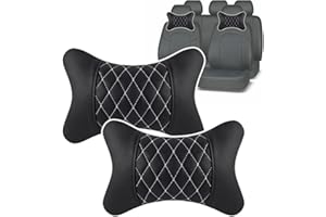 NOLLAM Car Headrest Pillow, Leather Neck Pillow For Car Seat Headrest Cushion, 2pcs Car Seat Pillows, Car Headrest Cushion Support Pillow, Auto Neck Support For Comfortable Driving