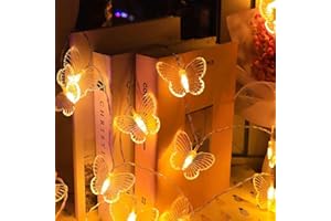 KOBOKO Łańcuch świetlny z motywem motyla, 1,5 m, 10 diod LED, do pokoju dziecięcego, motyli, na baterie, dekoracja do użytku wewnątrz i na zewnątrz, na wesele, imprezę, do ogrodu, na Boże Narodzenie