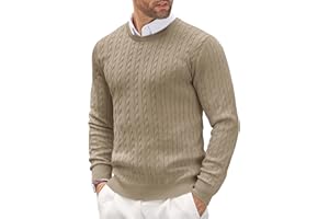 COOFANDY Pull à col Rond d'hiver pour Homme Pull en Tricot Fin pour Homme