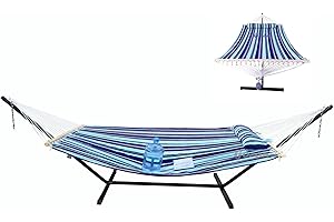 GOCAN Hamaca doble de tela acolchada no viene con soporte ni barras separadoras, más segura y estable, hamacas de calidad para patio exterior Azul