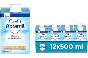 APTAMIL Soya 3 - Alimento Liquido per Bambini dal 12 mese compiuto, a Base di Proteine isolate di Soia, Senza Lattosio - (12 x 500 ml)