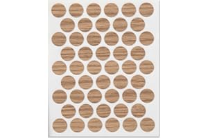 Bricoroll - Parches Adhesivos Cubretornillos para Muebles - Diámetro de 14 mm - PVC diseño Roble - Pack de 50 Unidades - Elegancia y Protección Duradera para Muebles - Diseño Roble
