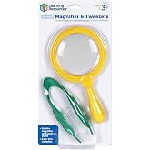 Learning Resources Jumbo Magnifier and Tweezer, Magnifier with 4.5X Magnification and Tweezers - Children's Educational Toy f